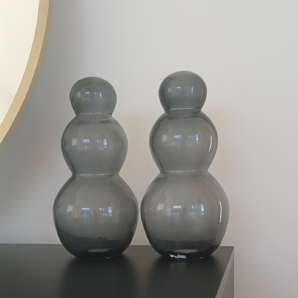 NWT Urban Barn Glass Snowmen Set Of 2 - Picture 1 of 3
